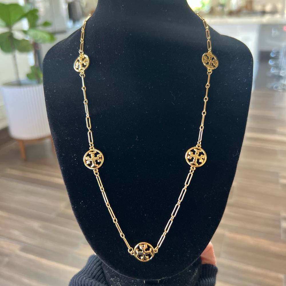 Tory Burch Paper Clip Logo Necklace